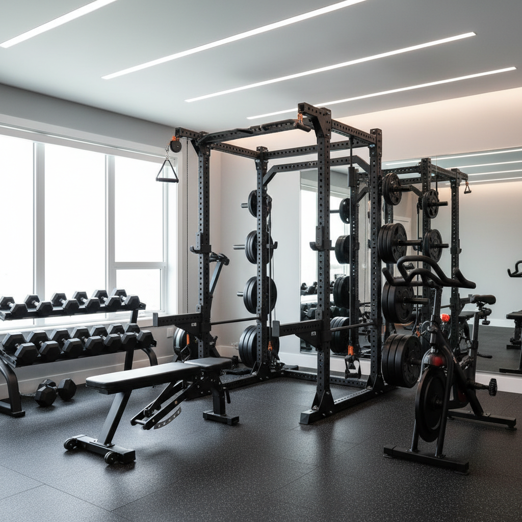 REP Fitness PR-4000 style power rack in modern home gym