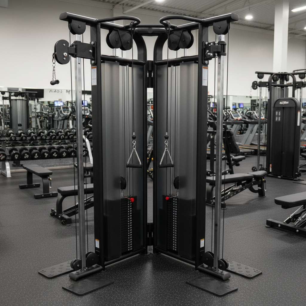 Commercial functional trainer cable machine with dual weight stacks